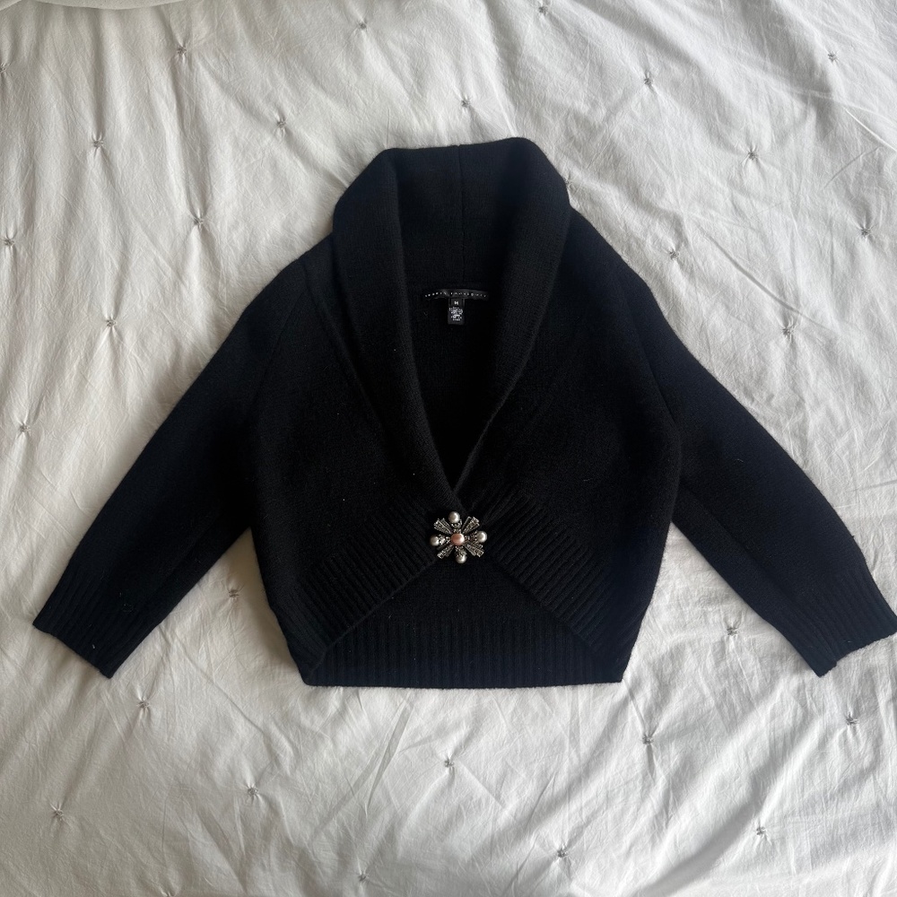 Robert Rodriguez Black Cashmere Wrap Cardigan Sweater Size M